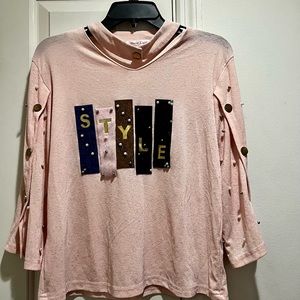Macro light top with faux pearls and studs